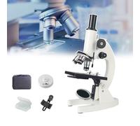 Biological Microscope, Microscope Magnification Portable Science Kit, Three-Hole Rotation, Pure Copper Objective Lens, High-Definition Imaging,A
