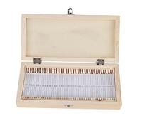Biology Glass Prepared Microscope Slides Specimens Wooden Slide Storage Box Case Large Capacity Solid Wood Handmade with Metal Buckle for Lab School Research 50PCS