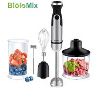 BioloMix 1200W 5-in-1 Immersion Hand Stick Blender Mixer Vegetable Meat Grinder 800ml Chopper Whisk 600ml Smoothie Cup