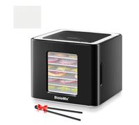 Biolomix Food Dehydrator with 6 Trays,LED Touch Control Design Adjustable Temperature and Time,Dryer Machine for Jerky,Dog Treats, Fruit,Vegetable,Herb (BLack+Square Silicone Dehydrator Sheets, F1210)