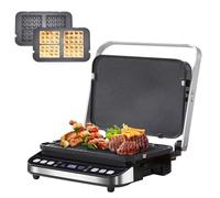 BioloMix Grill Machine Health Grill,3 in 1 Panini Press Waffle Maker with Smart LED Display, 180°Adjustable Design 4 Non Stick Plates (BCG02D-4 non-stick grill plates)