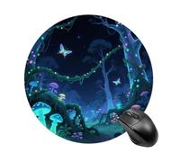 Bioluminescent Fantasy Forest Mouse Pad Round Laptop Mouse Mat Cute Computer Mousepad Keyboard Pad Non-Slip Desk Pads for Gaming Office Work Home