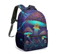 Bioluminescent Glowing Mushroom Fantasy Forest 16 Inch (40cm) Backpack Rucksack Midnight Woods Graphic Art Bag for Kids Students (10)