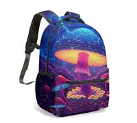 Bioluminescent Glowing Mushroom Fantasy Forest 16 Inch (40cm) Backpack Rucksack Midnight Woods Graphic Art Bag for Kids Students (13)