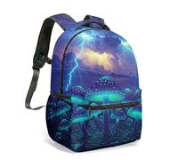 Bioluminescent Glowing Mushroom Fantasy Forest 16 Inch (40cm) Backpack Rucksack Midnight Woods Graphic Art Bag for Kids Students (11)