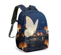 Bioluminescent Glowing Mushroom Fantasy Forest 16 Inch (40cm) Backpack Rucksack Midnight Woods Graphic Art Bag for Kids Students (07)
