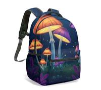 Bioluminescent Glowing Mushroom Fantasy Forest 16 Inch (40cm) Backpack Rucksack Midnight Woods Graphic Art Bag for Kids Students (01)