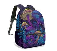 Bioluminescent Glowing Mushroom Fantasy Forest 16 Inch (40cm) Backpack Rucksack Midnight Woods Graphic Art Bag for Kids Students (15)