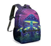 Bioluminescent Glowing Mushroom Fantasy Forest 16 Inch (40cm) Backpack Rucksack Midnight Woods Graphic Art Bag for Kids Students (12)