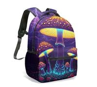 Bioluminescent Glowing Mushroom Fantasy Forest 16 Inch (40cm) Backpack Rucksack Midnight Woods Graphic Art Bag for Kids Students (09)