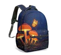 Bioluminescent Glowing Mushroom Fantasy Forest 16 Inch (40cm) Backpack Rucksack Midnight Woods Graphic Art Bag for Kids Students (08)