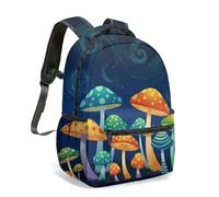 Bioluminescent Glowing Mushroom Fantasy Forest 16 Inch (40cm) Backpack Rucksack Midnight Woods Graphic Art Bag for Kids Students (04)