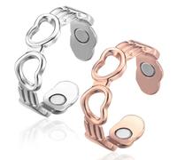 BioMag 2 Pcs Copper Rings for Women, 99.99% Pure Copper Magnetic Lymphatic Drainage Rings Thumb Rings with 3500 Gauss Magnets, Adjustable Jewelry Gift with Box