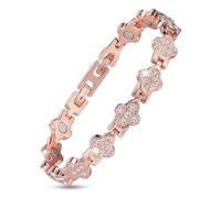 BioMag 99.99% Copper Bracelets for Women, Magnetic Bracelet for Women with Lucky Clover Design, Adjustable Length with Sizing Tool in Gift Box (Rose Gold)