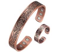 BioMag Copper Bracelet for Men Magnetic Bracelets Pure Copper Rings Set 6.8 inches Adjustable