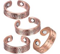 BioMag Copper Rings for Men, 99.99% Solid Pure Copper, 3500 Gauss #9 Rings, Vintage Pattern Adjustable Cuff Ring (copper d)
