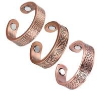 BioMag Copper Rings for Men, 99.99% Solid Pure Copper, 3500 Gauss #9 Rings, Vintage Pattern Adjustable Cuff Ring (copper a)