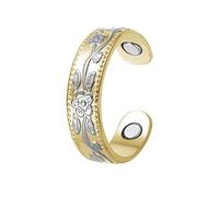 BioMag Magnetic Copper Rings for Women Men with 3500 Gauss Magnets 99.9% Solid Pure Copper,Adjustable Fingers Ring with Jewelry Box (Plum goldsilver)