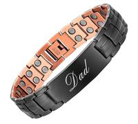 BioMag Mens Copper Bracelet 99.9% Copper Link Bracelet for Dad Double Row Magnetic Bracelet with Adjustment Tool(Black-Dad)