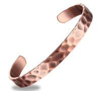 BioMag Pure Copper Bracelet for Men and Women - 100% Solid, Raw and Uncoated Handmade Vintage Cuff Bangle (Hammered)
