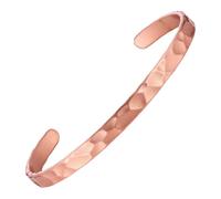 BioMag Pure Copper Bracelet for Men and Women - 100% Solid, Raw and Uncoated Handmade Vintage Cuff Bangle (Narrow Style - Hammered Texture)