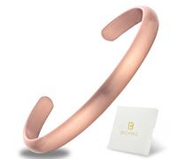 BioMag Pure Copper Bracelet for Men and Women - 100% Solid, Raw and Uncoated Handmade Vintage Cuff Bangle (Retro Minimalist Polished Design)
