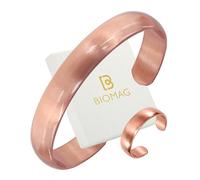 BioMag Pure Copper Jewelry Set Bracelet + Ring Solid Natural Copper Handmade Open Adjustable Premium Look