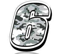 Biomar Labs® 1 x Vinyl Sticker Gray Military Camouflage Auto Moto Motocross Motosport Start Racing Number 6 Rally Race Car Bike Motorcycle Tuning N 236