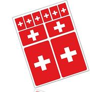 Biomar Labs® 10 x Vinyl Stickers Set Decals National Switzerland Swiss Flag Car Motorcycle Helmet D 23