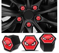 Biomar Labs 17 mm Wheel Nut Cap Set - 16 Bolt Caps plus 4 Locking Bolt Caps PA6 Plastic Cover Caps With Various Designs (Creepy Eyes in Red NB 13)
