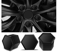 Biomar Labs 17 mm Wheel Nut Cap Set - 20 Bolt Caps PA6 Plastic Cover Caps With Various Designs (Black LC 0)