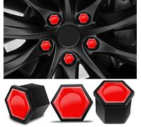 Biomar Labs 17 mm Wheel Nut Cap Set - 20 Bolt Caps PA6 Plastic Cover Caps With Various Designs (Red Color LC 2)