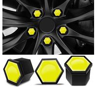Biomar Labs 17 mm Wheel Nut Cap Set - 20 Bolt Caps PA6 Plastic Cover Caps With Various Designs (Yellow Color Glossy LC 4)