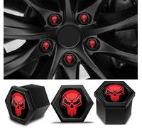 Biomar Labs 19 mm Wheel Nut Cap Set - 16 Bolt Caps plus 4 Locking Bolt Caps PA6 Plastic Cover Caps With Various Designs (Skull in Red-Black LB 8)