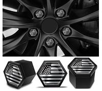 Biomar Labs 19mm Wheel Nut Cap Set with National Flag Designs 20 Bolt Caps PA6 Plastic Hex Covers for Car Alloy Wheels Styling Replacement (USA America Flag LC 29)
