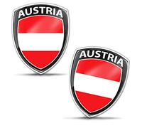 Biomar Labs® 2 x 3D Domed Silicone Badge Stickers Decal Emblem Car Motorcycle Helmet Austrian Austria National Flag F 156