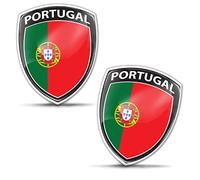 Biomar Labs® 2 x 3D Domed Silicone Badge Stickers Decal Emblem Car Motorcycle Helmet Portugal Portugese National Flag F 149