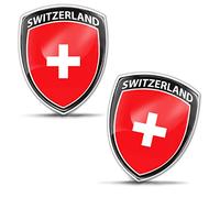 Biomar Labs® 2 x 3D Domed Silicone Badge Stickers Decal Emblem Car Motorcycle Helmet Switzerland Swiss National Flag F 155