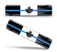 Biomar Labs® 2 x 3D Domed Silicone Stickers Decals Canada Canadian National Flag Maple Leaf Thin Blue Line Police Banner Emblem Car Motorcycle Helmet F 62 Z*
