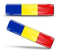 Biomar Labs® 2 x 3D Domed Silicone Stickers Decals Romania National Romanian Flag Car Motorcycle Helmet F 18
