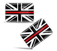 Biomar Labs 2 x 3D Domed Silicone Stickers Decals UK Union Jack National Thin Red Line Great Britain Flag Car Motorcycle Helmet F 53