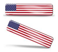 Biomar Labs® 2 x 3D Domed Silicone Stickers Decals USA National American Flag Car Motorcycle Helmet F 27