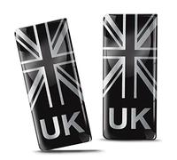 Biomar Labs 2 x 3D Gel Silicone Badge Car Number Plate Self-Adhesive Stickers GB UK United Kingdom Union Jack National Flag Silver EU Motorcycle Road Decals QS 10