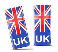 Biomar Labs 2 x 3D Gel Silicone Badge Car Number Plate Self-Adhesive Stickers GB UK United Kingdom Union Jack National Flag EU Motorcycle Road Decals QS 9