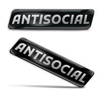 Biomar Labs 2 x 3D Gel Silicone Stickers Bumper Car Sticker Decals Badge Emblem Auto Tuning for Motorcycle Helmet Bike Black Silver Antisocial KS 137