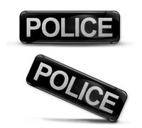 Biomar Labs 2 x 3D Gel Silicone Stickers Bumper Sticker Decals Badge Emblem Auto Tuning for Car Motorcycle Helmet Bike Police Black Silver KS 74