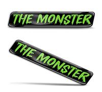 Biomar Labs 2 x 3D Gel Silicone Stickers Bumper Sticker Decals Badge Emblem Auto Tuning for Car Motorcycle Helmet Bike (Black Green Monster KS 37)