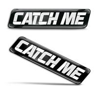 Biomar Labs 2 x 3D Gel Silicone Stickers Bumper Sticker Decals Badge Emblem Auto Tuning for Car Motorcycle Helmet Bike (Black Black White Catch Me KS 16)