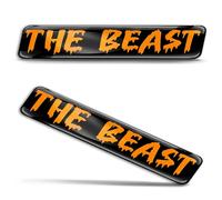 Biomar Labs 2 x 3D Gel Silicone Stickers Bumper Sticker Decals Badge Emblem Auto Tuning for Car Motorcycle Helmet Bike (Black Orange Beast KS 190)