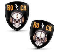 Biomar Labs 2 x 3D Gel Silicone Stickers Bumper Sticker Decals Badge Emblem Tuning for Car Motorcycle Helmet Bike Black Skull Rock Music KS 198